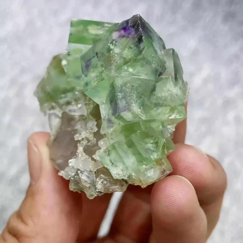 Natural Green Transparent Cubic Fluorite comes from Zhejiang,China 60*40*30MM - image 4