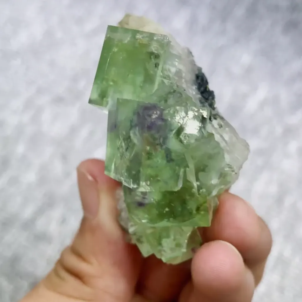 Natural Green Transparent Cubic Fluorite comes from Zhejiang,China 60*40*30MM - image 5