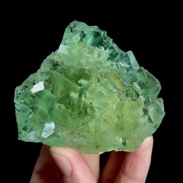 Natural Green Transparent Cubic Fluorite, Mineral Specimen:Xianghualing,Hunan (70*60*35MM) image