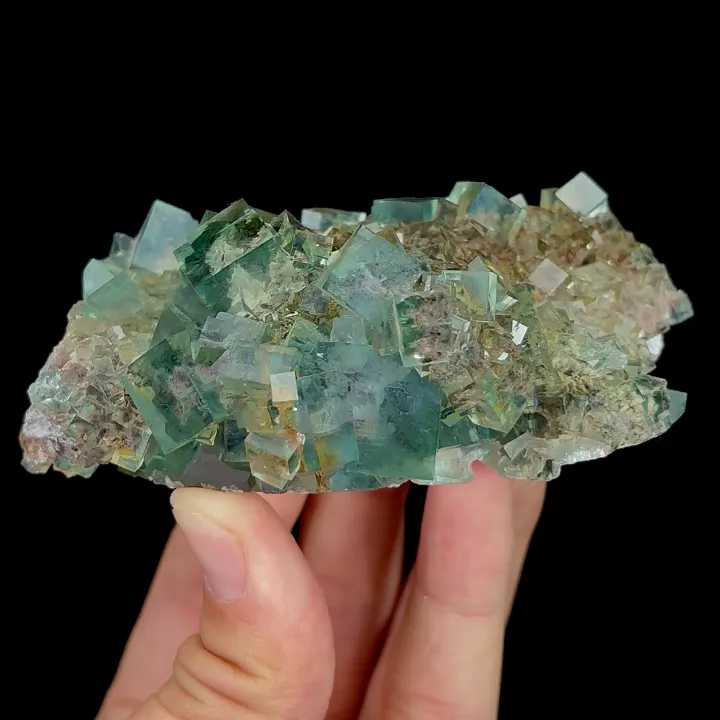Natural Green Transparent Cubic Fluorite, Mineral Specimen:Zhejiang,China (100*50*35MM) image