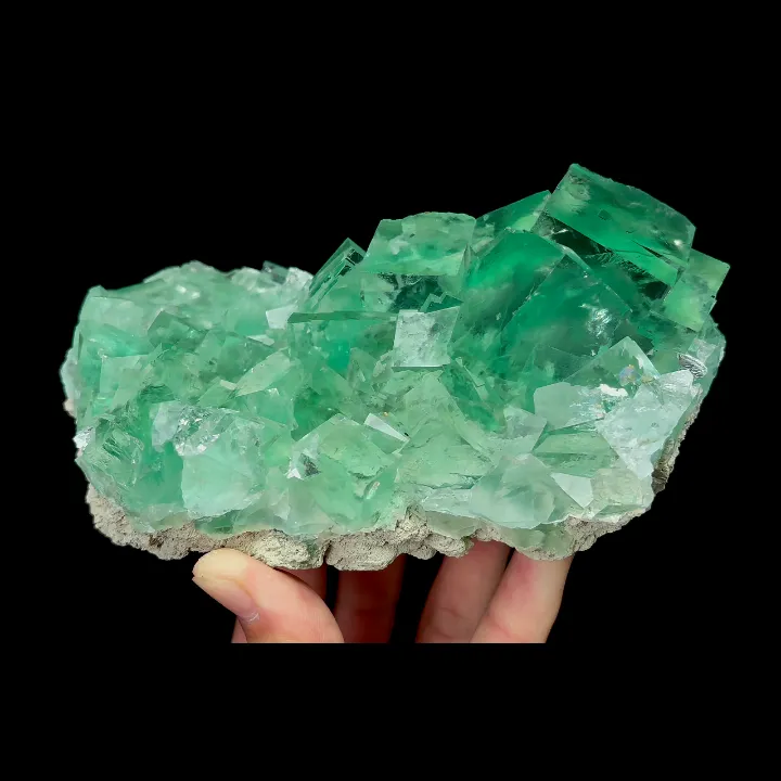 Natural Green Transparent Cubic Fluorite, Mineral Specimen:Zhejiang,China (155*95*60MM) image