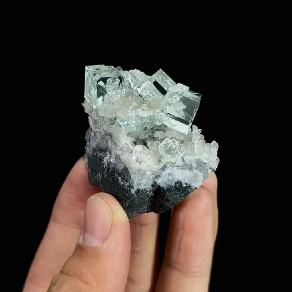 Natural Green Transparent Cubic Fluorite, Mineral Specimen:Zhejiang,China (45*40*30MM) image