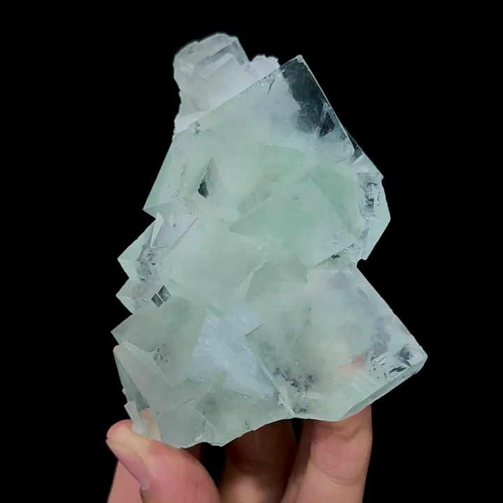 Natural Green Transparent Cubic Fluorite, Mineral Specimen:Zhejiang,China (70*105*35MM) image