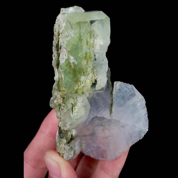 Natural Green Transparent Fluorite and Calcite, Mineral Specimen:Xianghualing,Hunan (45*80*40MM) image