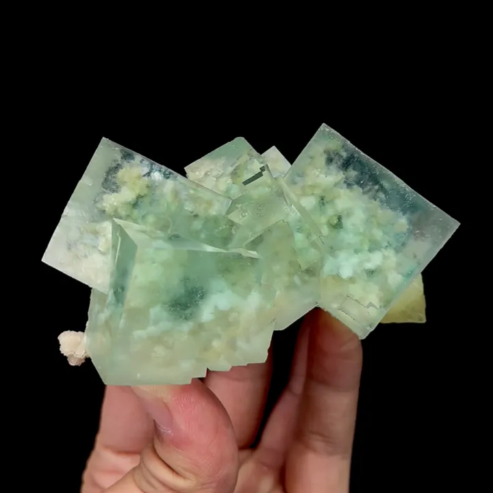 Natural Green Transparent Fluorite and Calcite, Mineral Specimen:Xianghualing,Hunan (50*90*30MM) - image 2