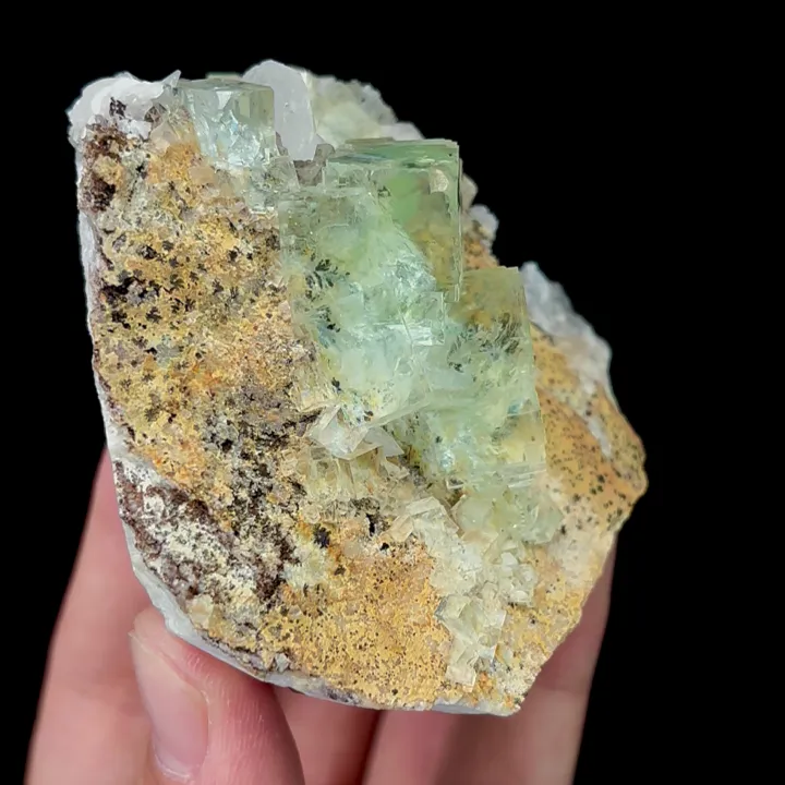 Natural Green Transparent Fluorite and Calcite, Mineral Specimen:Xianghualing,Hunan (75*75*40MM) - image 3