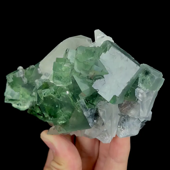 Natural Green Transparent Fluorite and Calcite, Mineral Specimen:Zhejiang,China (115*70*45MM) image