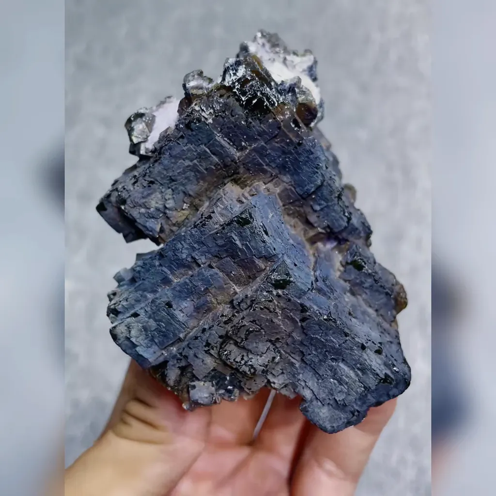 Natural Gunmetal Fluorite comes from Inner Mongolia,China 70*60*90MM - image 4