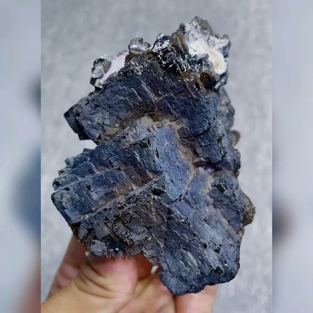 Natural Gunmetal Fluorite comes from Inner Mongolia,China 70*60*90MM image