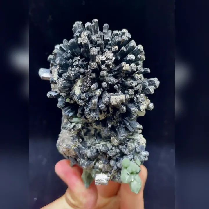 Natural Hedenbergite and Green Quartz Cluster comes from Inner Mongolia,China 65*100*80MM - image 5