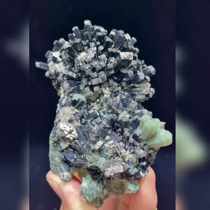 Natural Hedenbergite and Green Quartz Cluster comes from Inner Mongolia,China 65*100*80MM - image 2