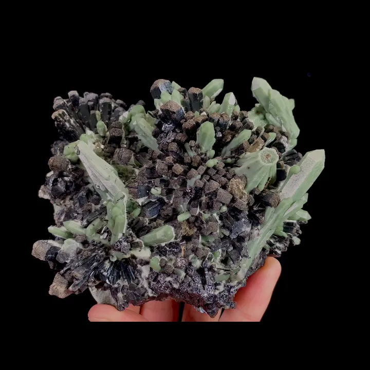 Natural Hedenbergite and Green Quartz Cluster, Mineral Specimen: Inner Mongolia,China (120*100*55MM) - image 6