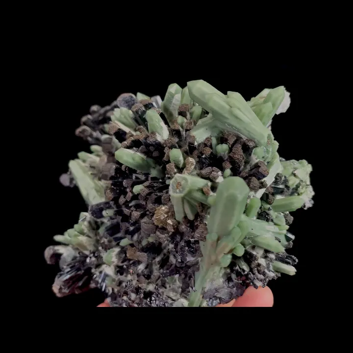 Natural Hedenbergite and Green Quartz Cluster, Mineral Specimen: Inner Mongolia,China (120*100*55MM) - image 4