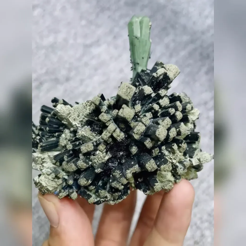 Natural Hedenbergite and Green Quartz Symbiosis comes from Inner Mongolia,China 75*55*60MM - image 3