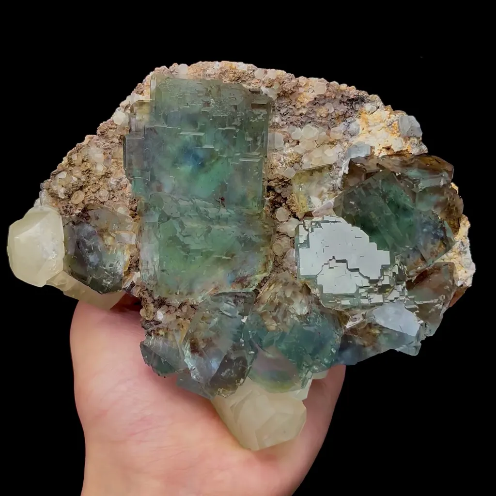 Natural Large Blue Green Fluorite and Calcite Mineral Specimen,High Quality Specimen,FUJIAN,CHINA(170*140*60mm) image