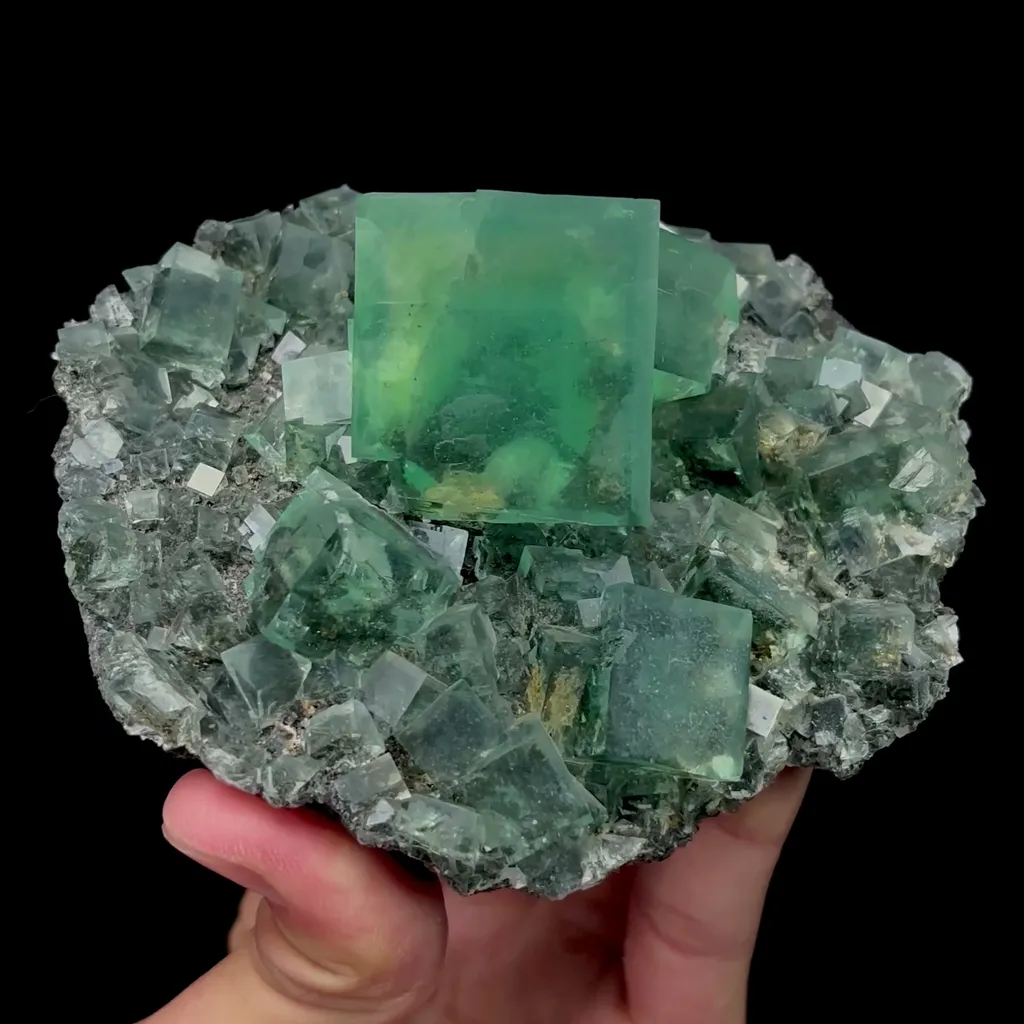 Natural Large Green Cubic Fluorite Mineral Specimen,High Quality Specimen,HUANGSHAPING,CHENZHOU,HUNAN,CHINA(112*97*50mm) image