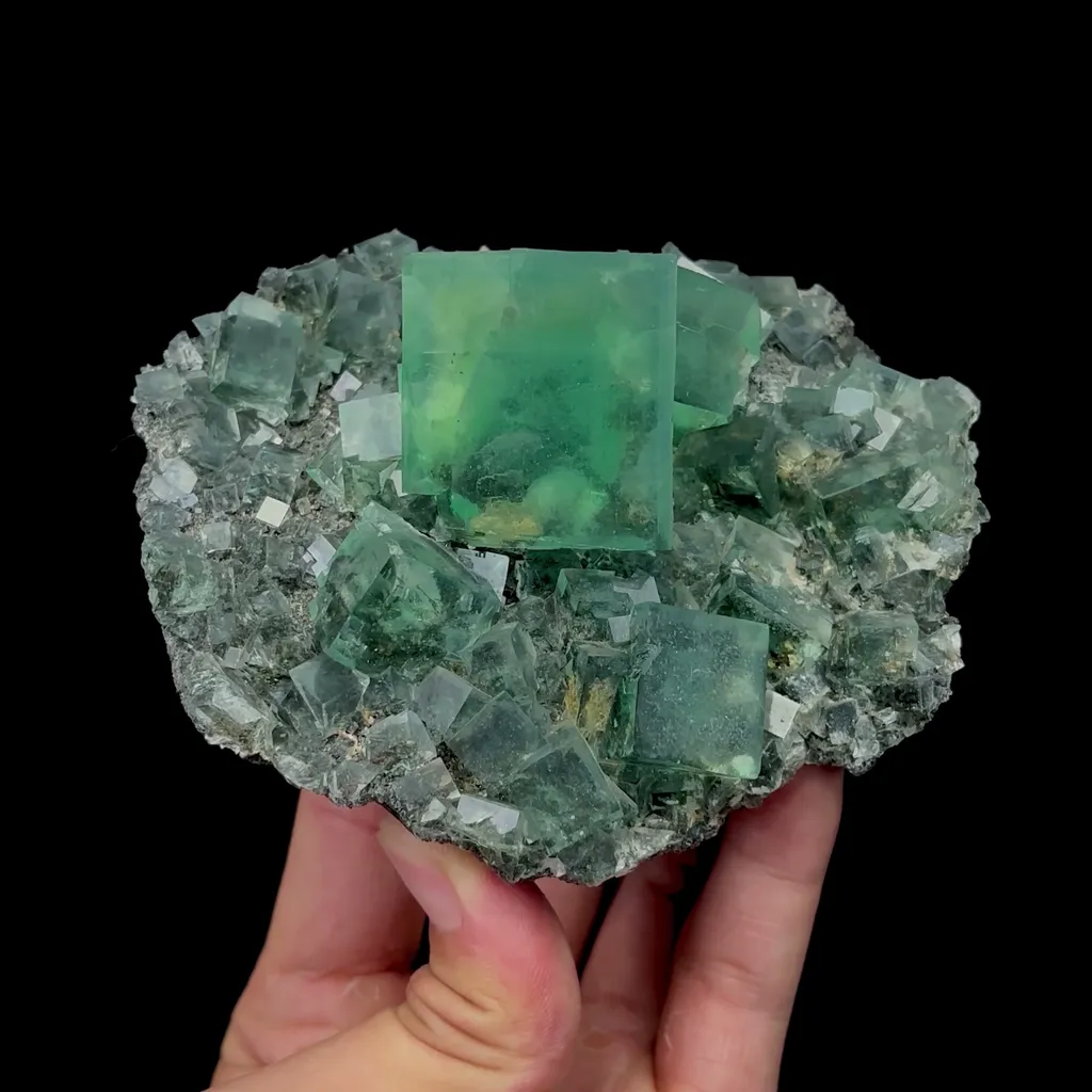 Natural Large Green Cubic Fluorite Mineral Specimen,High Quality Specimen,HUANGSHAPING,CHENZHOU,HUNAN,CHINA(112*97*50mm) - image 4