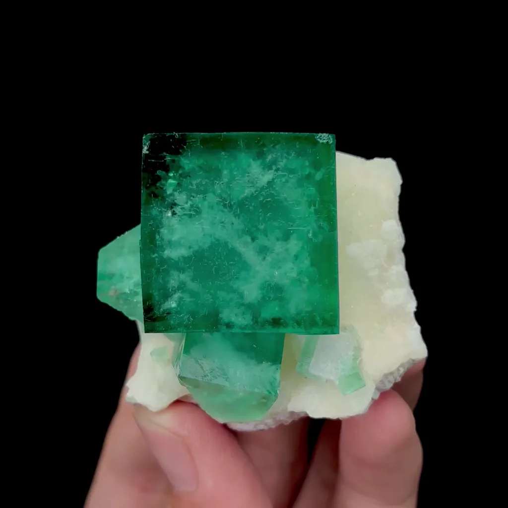 Natural Large Green Cubic Fluorite Mineral Specimen,High Quality Specimen,MADAGASCAR(53*47*40mm) image