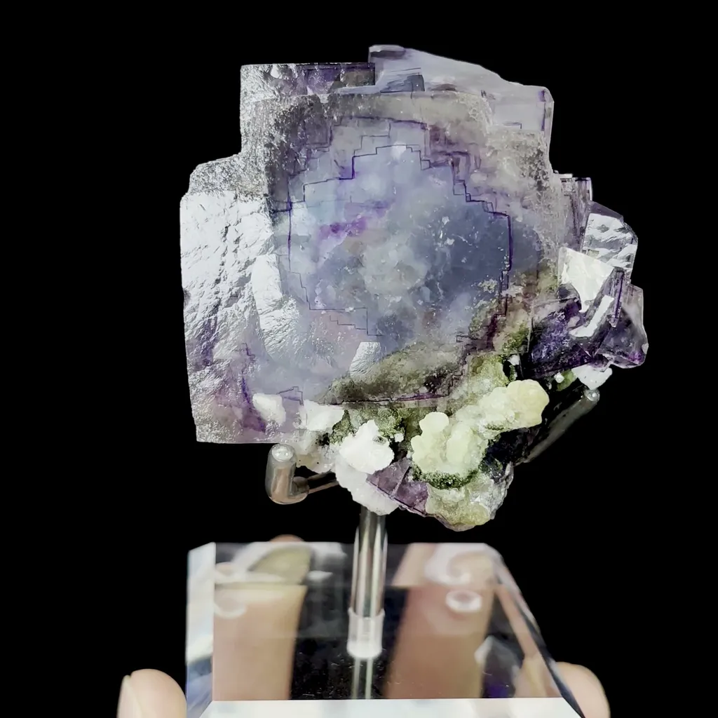 Natural Large Purple Phantom Fluorite with Dolomite and Qingsha Mineral Specimen,High Quality Specimen,YAO GANG XIAN,HUNAN,CHINA(72*63*46mm) image