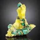 Natural Lemon Yellow Brucite with Blue Copper from Pakistan - image 1
