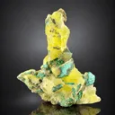 Natural Lemon Yellow Brucite with Blue Copper from Pakistan - image 6