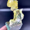 Natural Lemon Yellow Brucite with Blue copper on Matrix from Pakistan - image 4