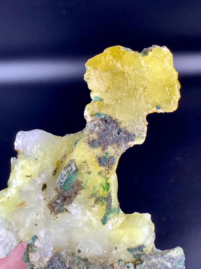 Natural Lemon Yellow Brucite with Blue copper on Matrix from Pakistan - image 7