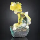 Natural Lemon Yellow Brucite with Blue copper on Matrix from Pakistan - image 3