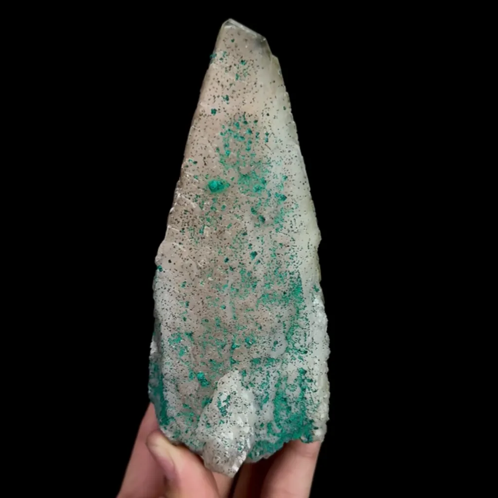 Natural Malachite and Calcite, Mineral Specimen:Shuikoushan,Hunan (55*145*60MM) image