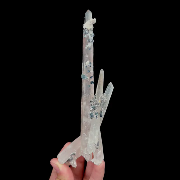 Natural Mango Quartz and Specularite, Mineral Specimen:Jinlong,Guangdong (50*25*170MM) image