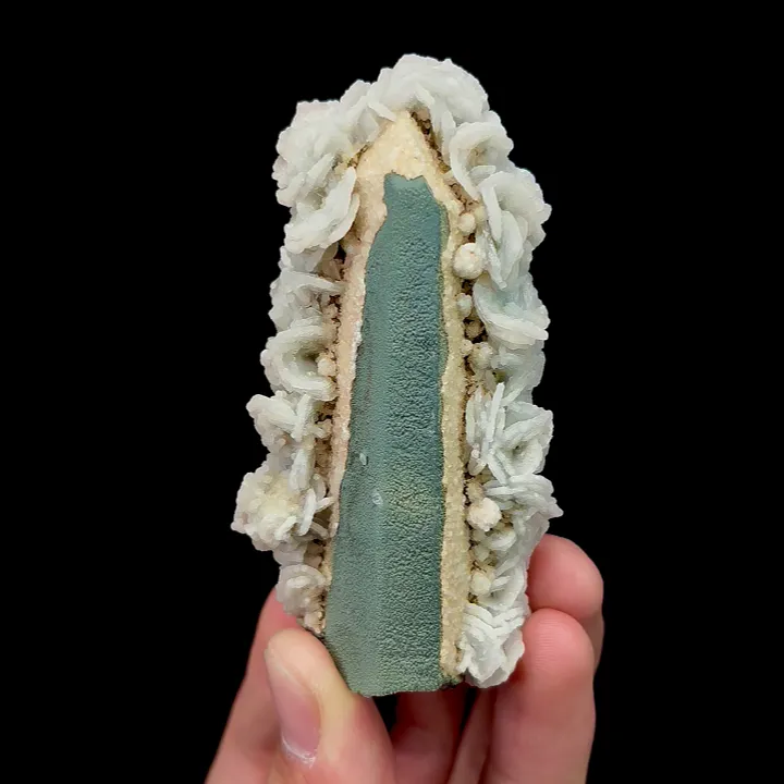 Natural Matcha Crystal and Calcite,Columnar Mineral Specimen:NEIMENGGU,China (10*100*30mm) image