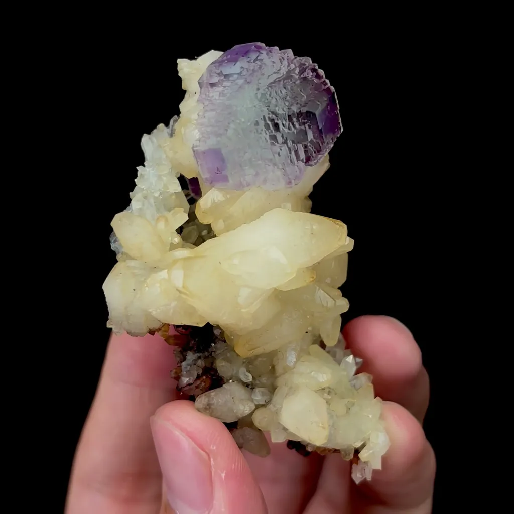 Natural Octahedral Fluorite and Calcite Mineral Specimen,High Quality Specimen,SHANGBAO,HUNAN,CHINA(40*35*68mm) - image 2