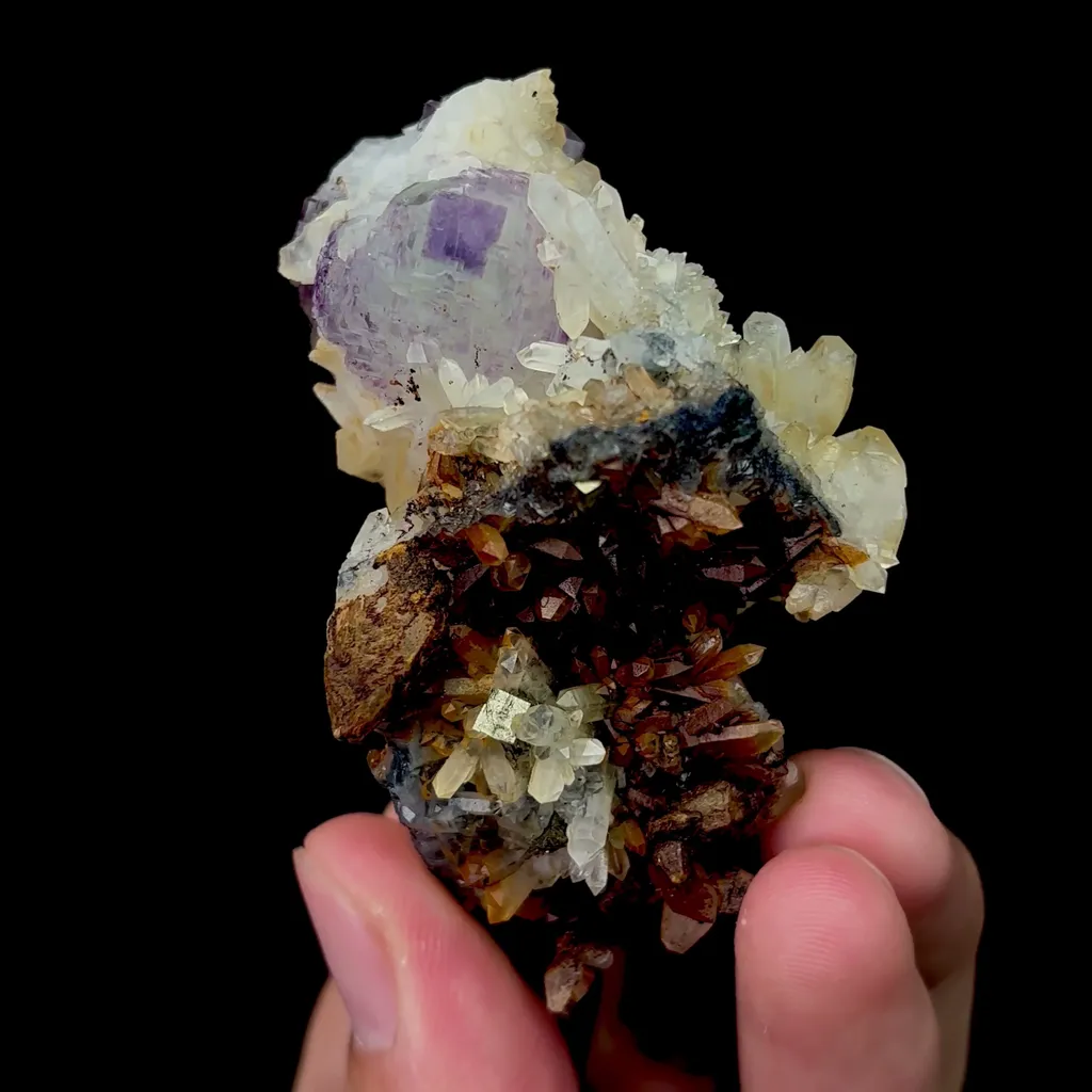 Natural Octahedral Fluorite and Calcite Mineral Specimen,High Quality Specimen,SHANGBAO,HUNAN,CHINA(40*35*68mm) - image 4
