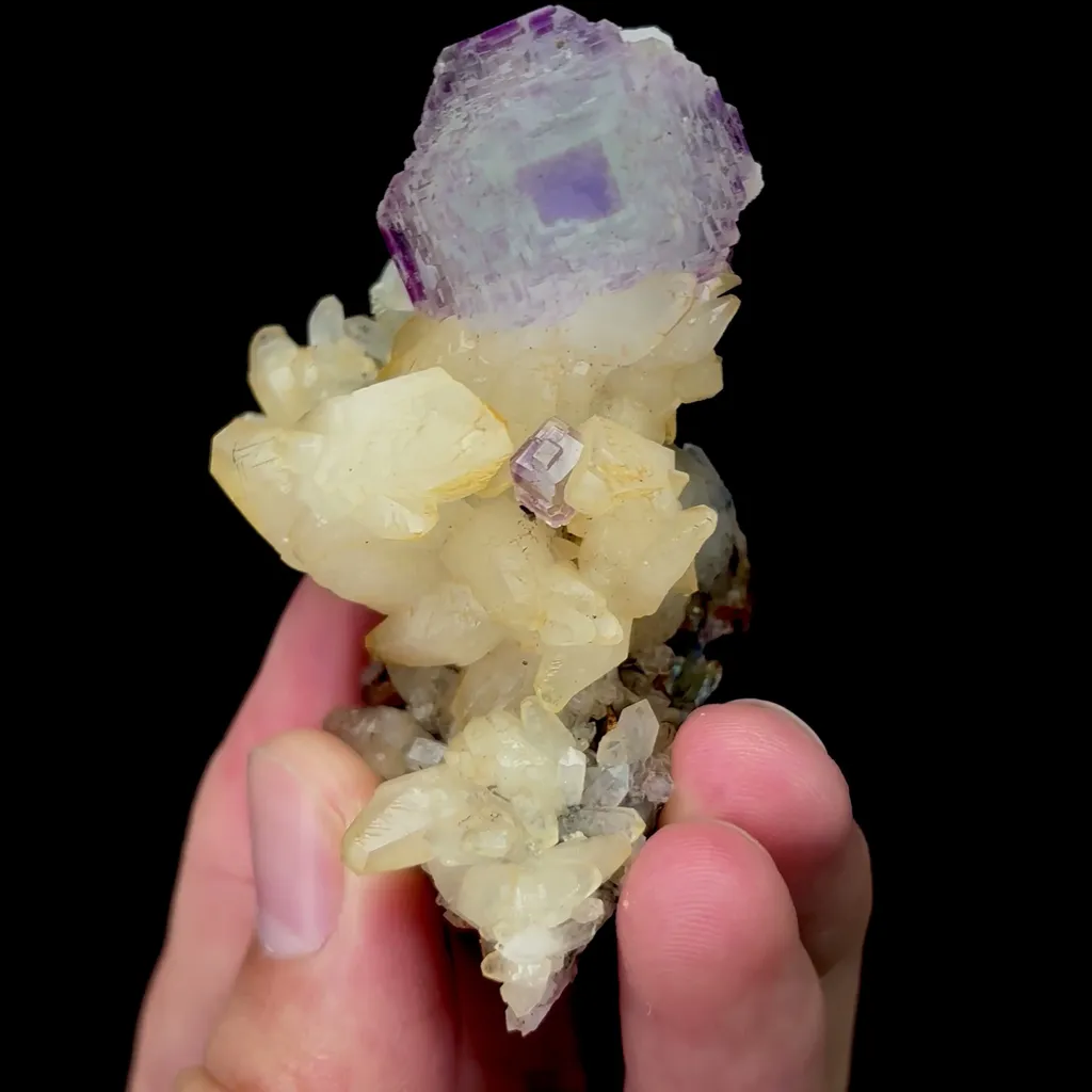 Natural Octahedral Fluorite and Calcite Mineral Specimen,High Quality Specimen,SHANGBAO,HUNAN,CHINA(40*35*68mm) - image 3