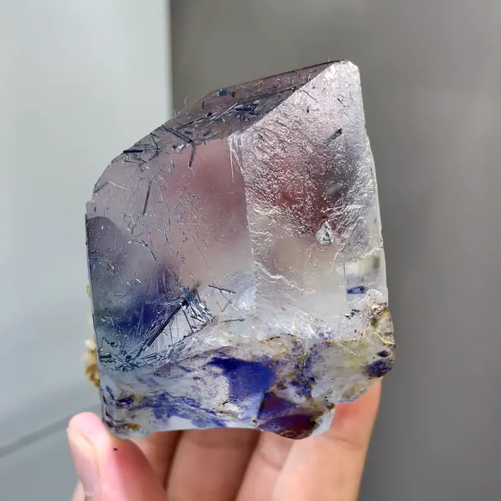 Natural Phantom Fluorite and Black Tourmaline Symbiosis comes from Namibia 55*55*70MM image