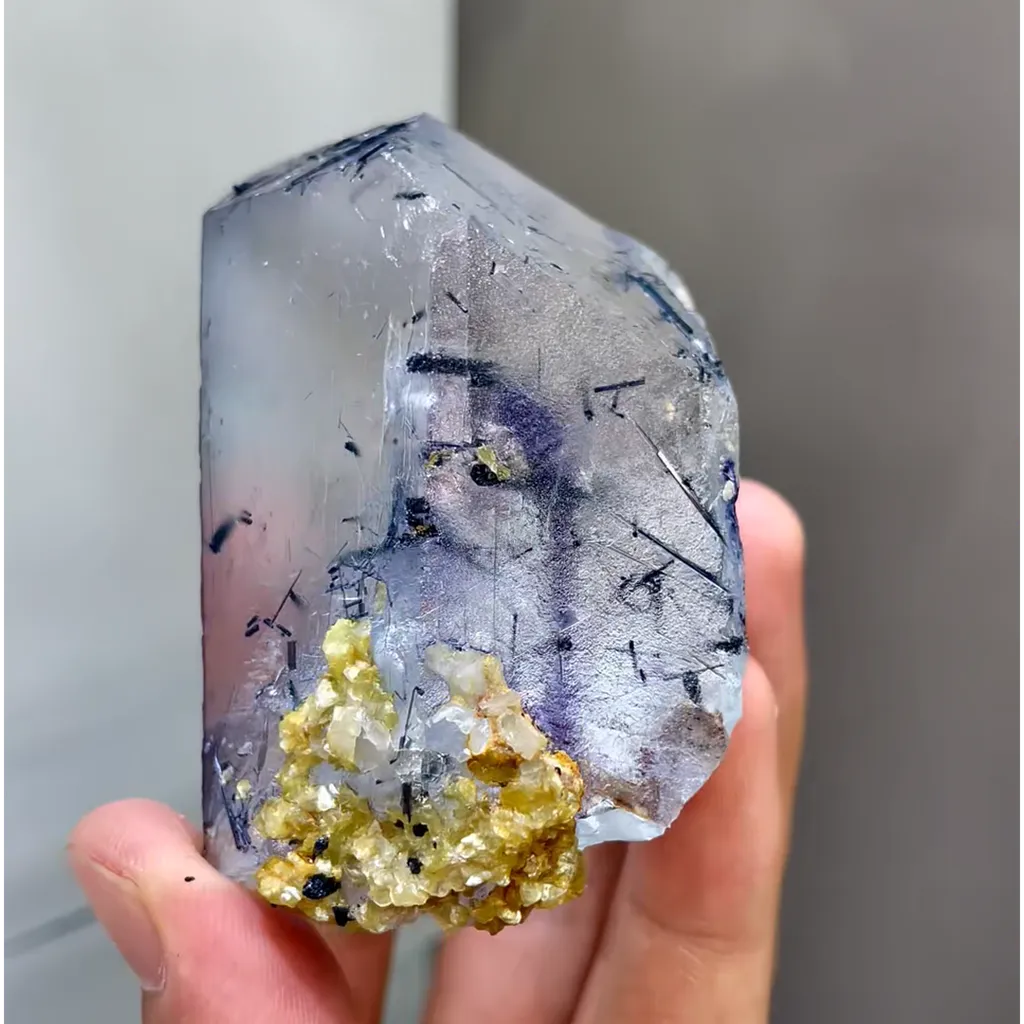 Natural Phantom Fluorite and Black Tourmaline Symbiosis comes from Namibia 55*55*70MM - image 3