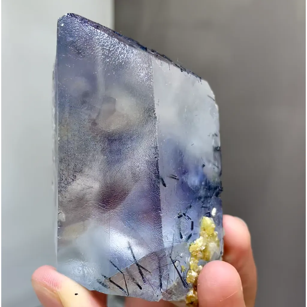 Natural Phantom Fluorite and Black Tourmaline Symbiosis comes from Namibia 55*55*70MM - image 2