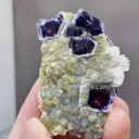 Natural Phantom Fluorite and Flake Calcite coexist with Mica comes from Yindu,Inner Mongolia 40*20*60MM - image 2