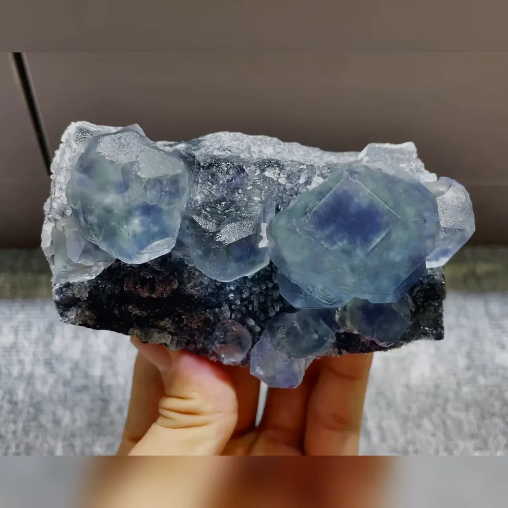 Natural Phantom Fluorite and Quartz Symbiosis comes from Fujian,China 105*60*50MM image