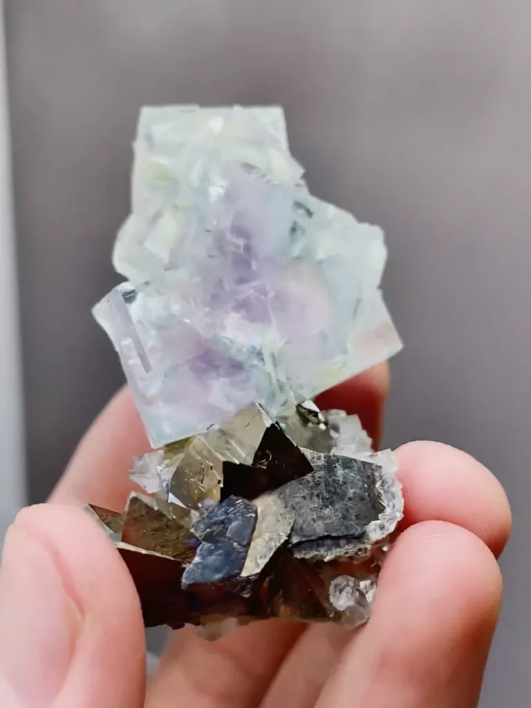 Natural Phantom Fluorite and Toxic Sand coexist comes from Yaogangxian,Hunan 30*20*60MM - image 4