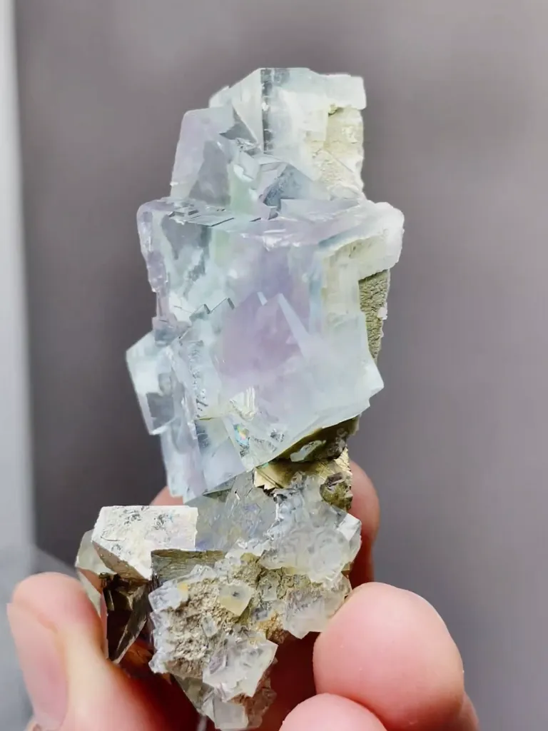 Natural Phantom Fluorite and Toxic Sand coexist comes from Yaogangxian,Hunan 30*20*60MM - image 3