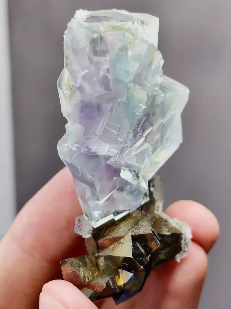 Natural Phantom Fluorite and Toxic Sand coexist comes from Yaogangxian,Hunan 30*20*60MM - image 2