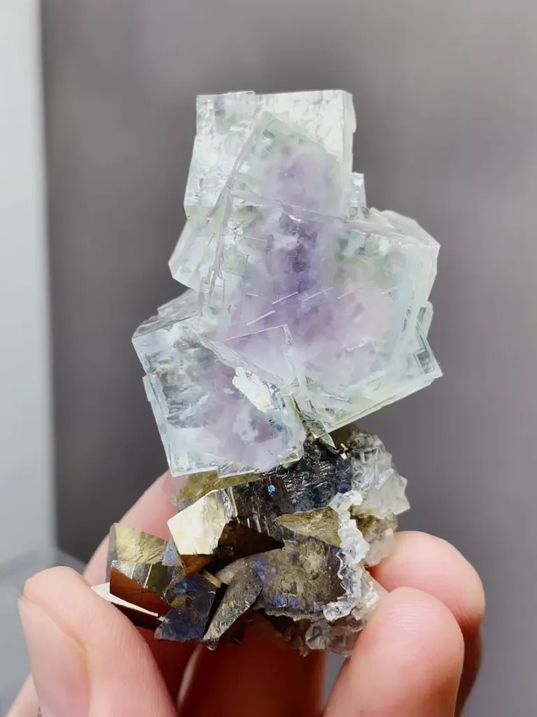 Natural Phantom Fluorite and Toxic Sand coexist comes from Yaogangxian,Hunan 30*20*60MM image