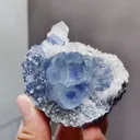 Natural Phantom Fluorite coexists with Mercedes-Benz Calcite and Quartz comes from Fujian,China 65*40*55MM - image 2