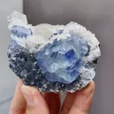 Natural Phantom Fluorite coexists with Mercedes-Benz Calcite and Quartz comes from Fujian,China 65*40*55MM - image 5