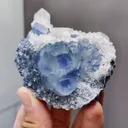 Natural Phantom Fluorite coexists with Mercedes-Benz Calcite and Quartz comes from Fujian,China 65*40*55MM - image 4