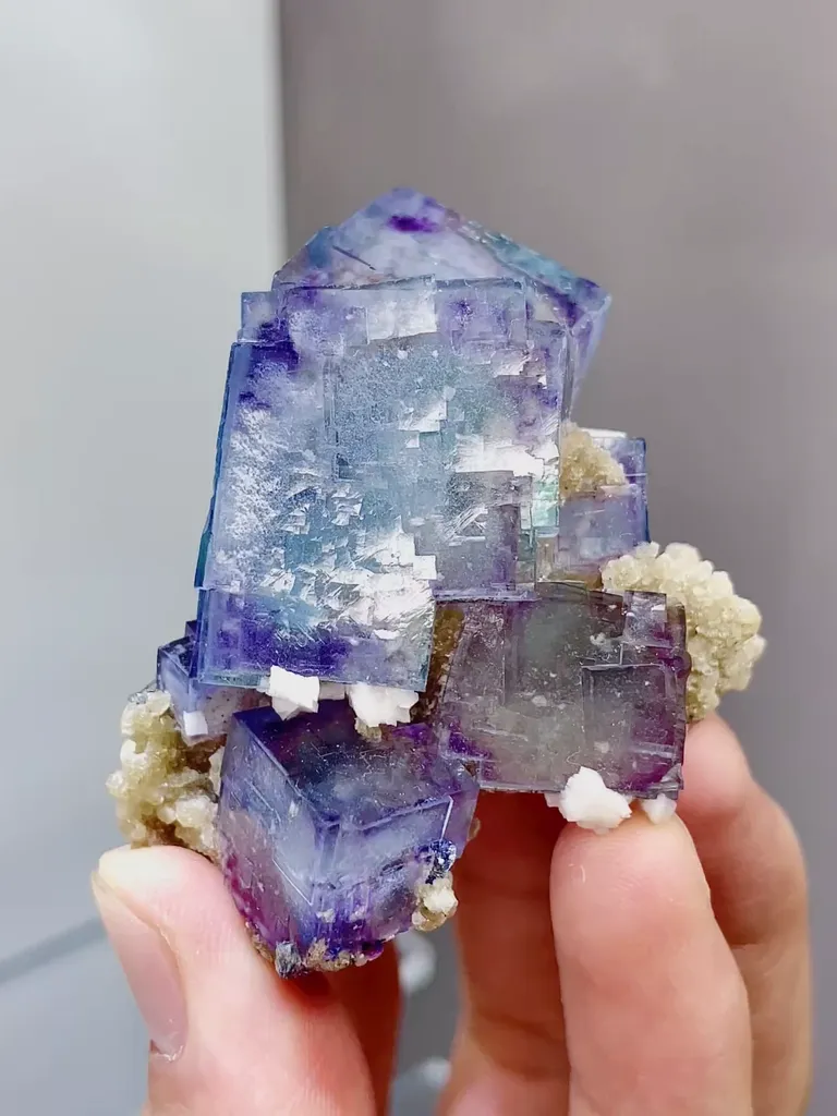 Natural Phantom Fluorite coexists with Mica comes from Yaogangxian,Hunan 50*30*60MM - image 6