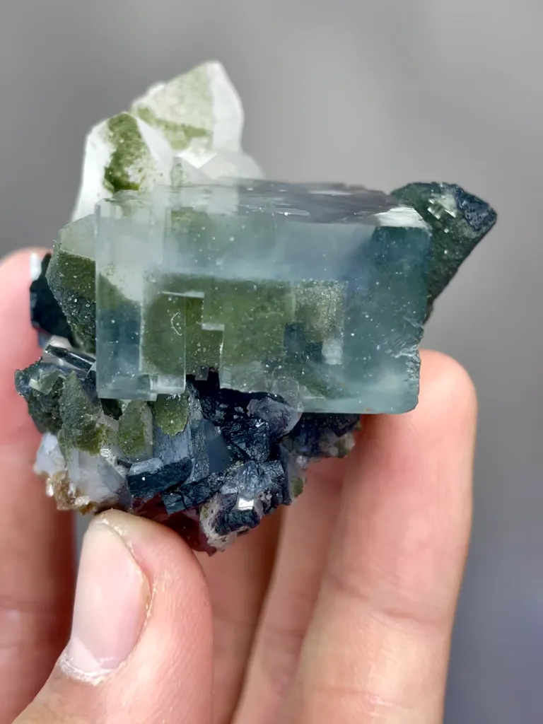 Natural Phantom Fluorite coexists with Wolframite and Quartz comes from Yaogangxian,Hunan 40*50*30MM - image 5