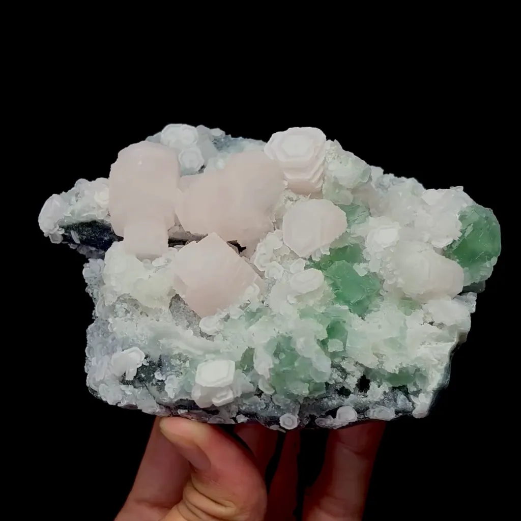 Natural Pink Calcite and Green Fluorite Mineral Specimen,High Quality Specimen,FUJIAN,CHINA(123*92*53mm) image