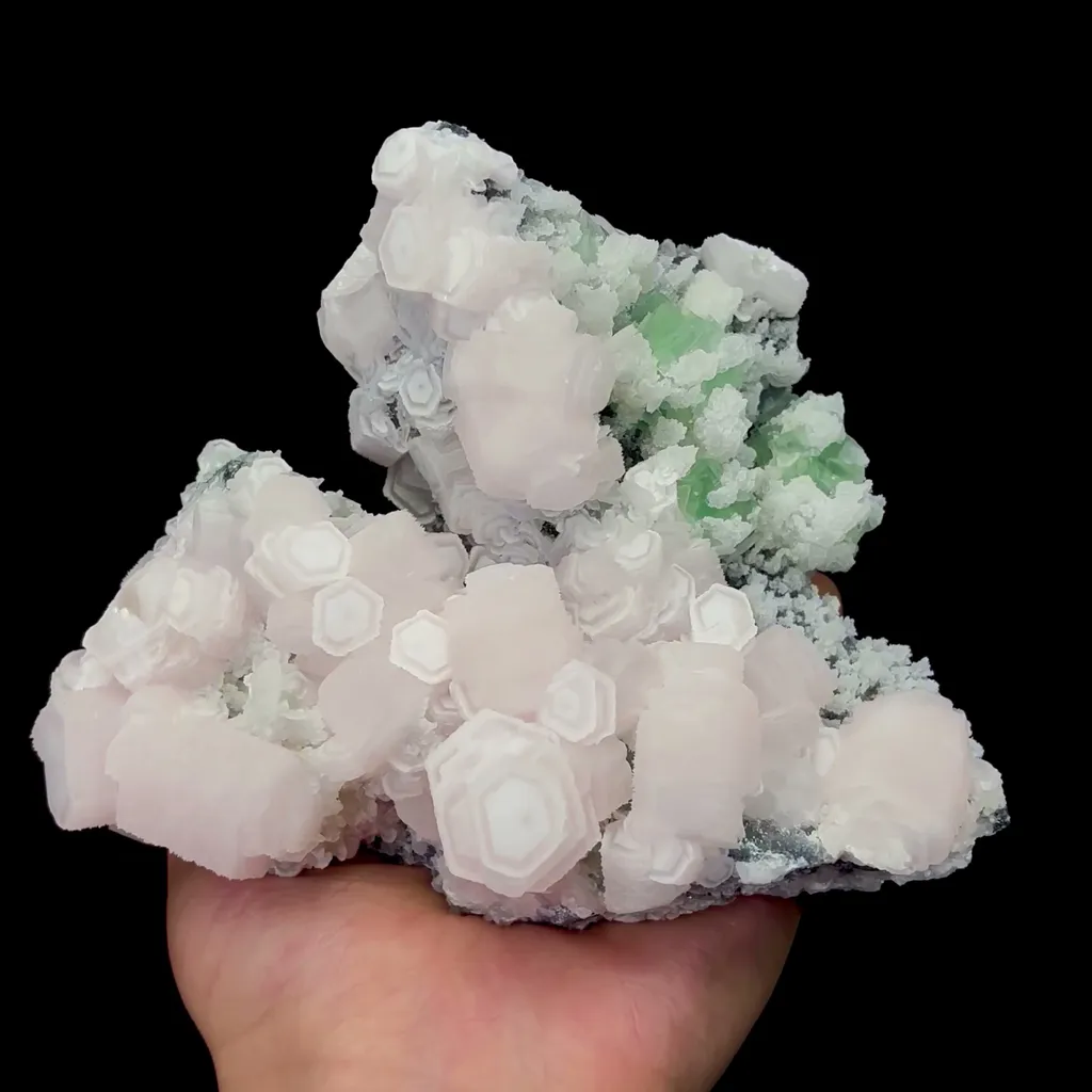 Natural Pink Calcite and Green Fluorite Mineral Specimen,High Quality Specimen,FUJIAN,CHINA(136*130*55mm) image